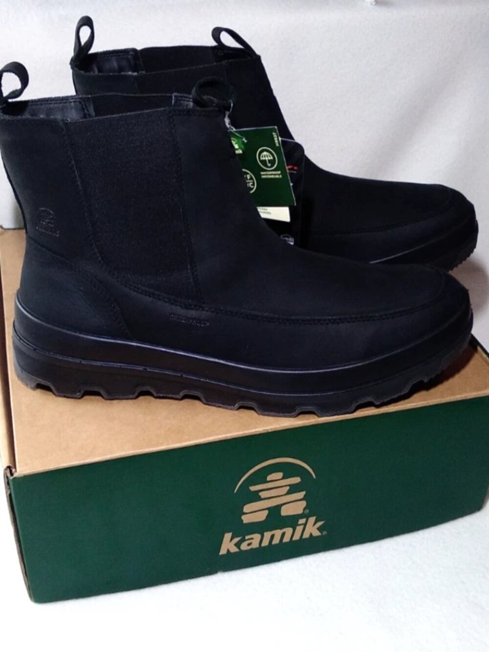 Kamik Inception C Men's Boots Size 13  Black Waterproof Insulated Slip-On Winter